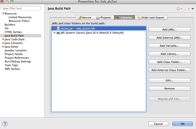 Adding external ds2os.jar as library.